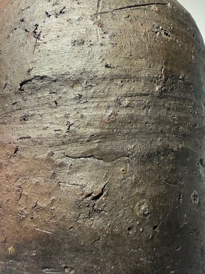 古陶風 波状文 焼締壺 高23cm 花器 古備前風