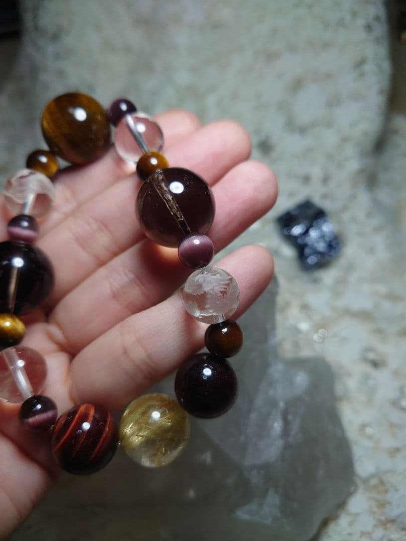 【パワーストーン】ゴールドルチル　四神水晶　タイガーアイ