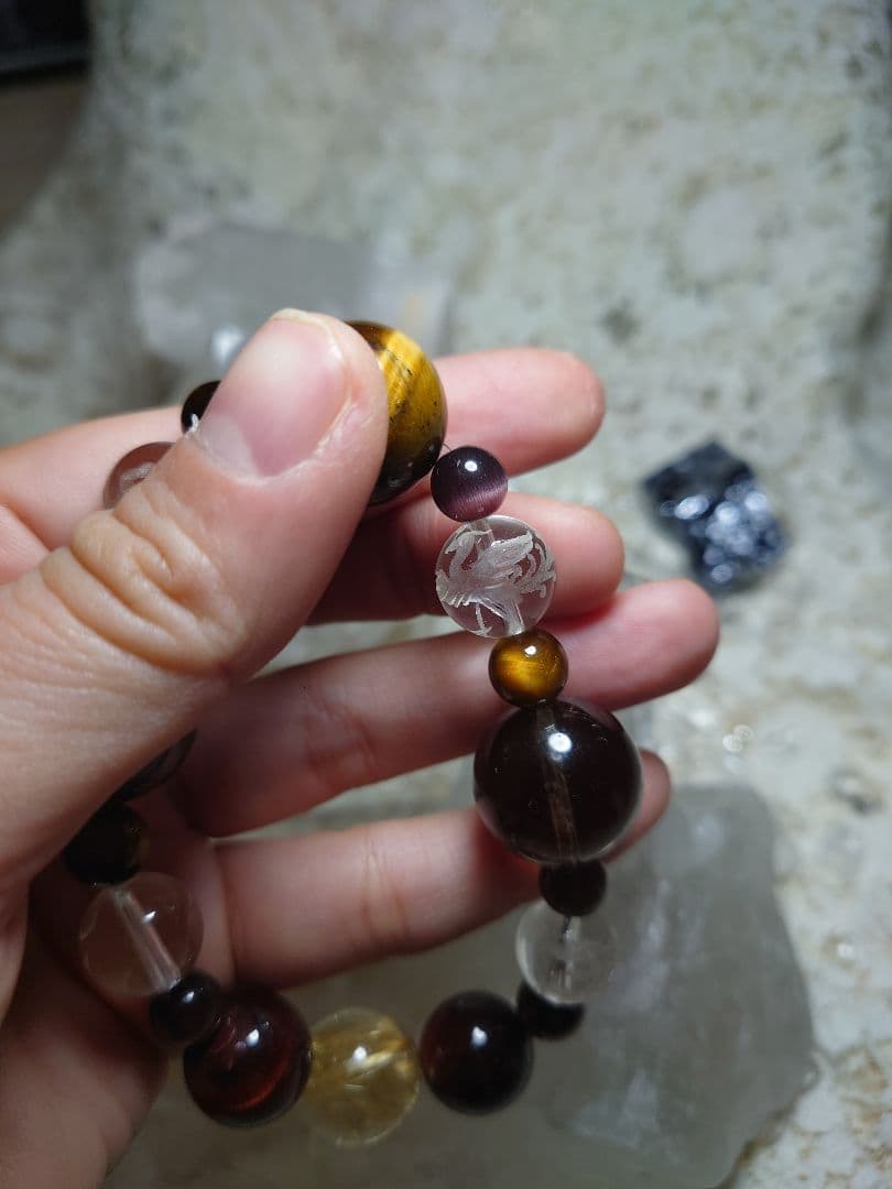 【パワーストーン】ゴールドルチル　四神水晶　タイガーアイ