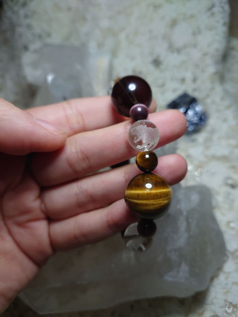 【パワーストーン】ゴールドルチル　四神水晶　タイガーアイ