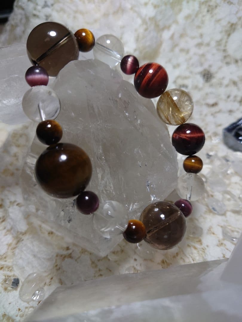 【パワーストーン】ゴールドルチル　四神水晶　タイガーアイ