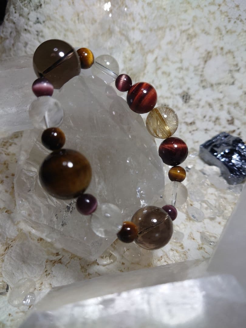 【パワーストーン】ゴールドルチル　四神水晶　タイガーアイ