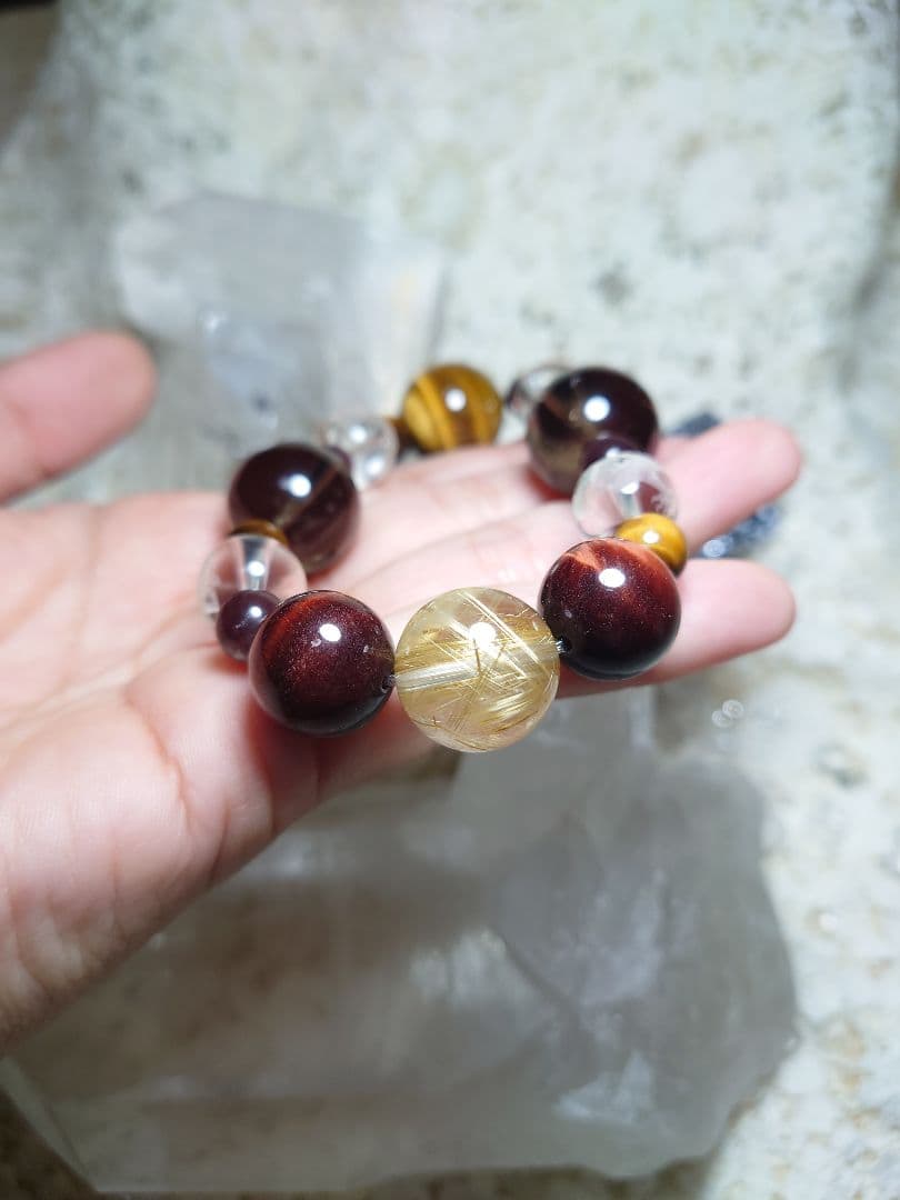 【パワーストーン】ゴールドルチル　四神水晶　タイガーアイ