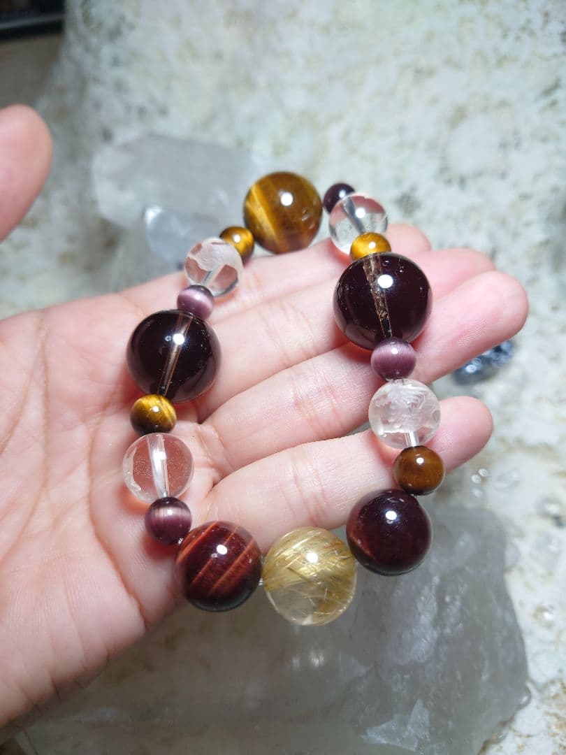 【パワーストーン】ゴールドルチル　四神水晶　タイガーアイ