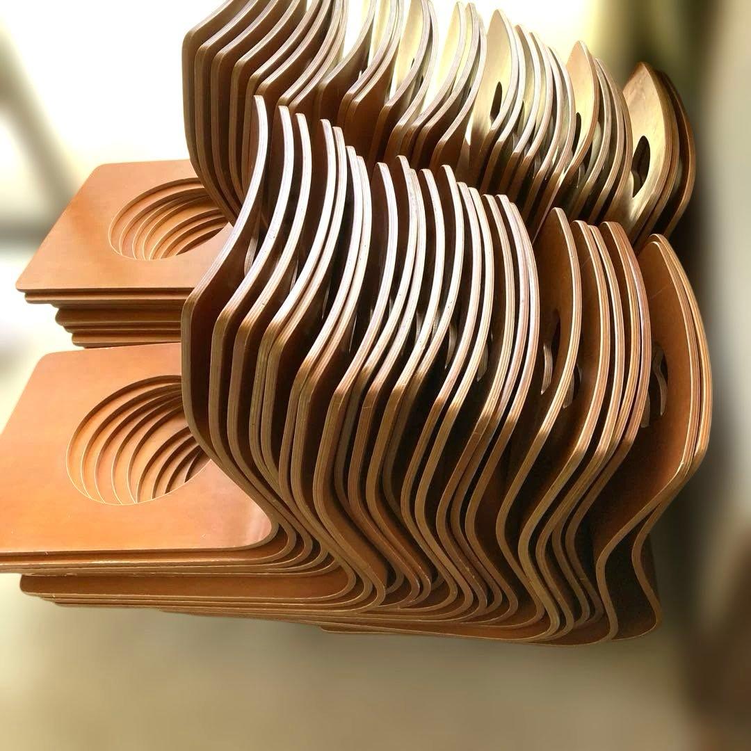 木製座椅子　穴あきデザイン座椅子　53脚　まとめ売り　業務用　大量　引き取り限定