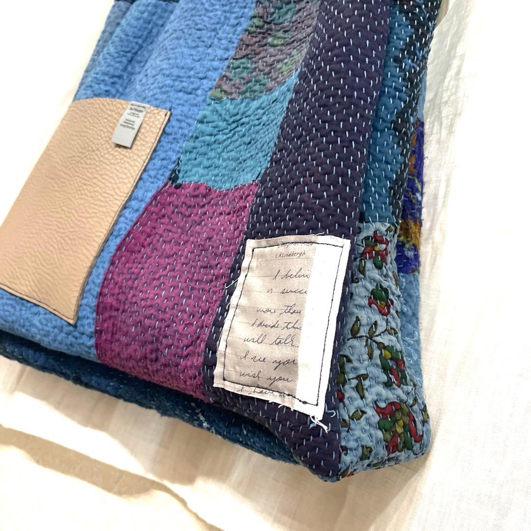 1898 トートバッグ　インディゴ　革　ラリーキルト　カンタキルト　大