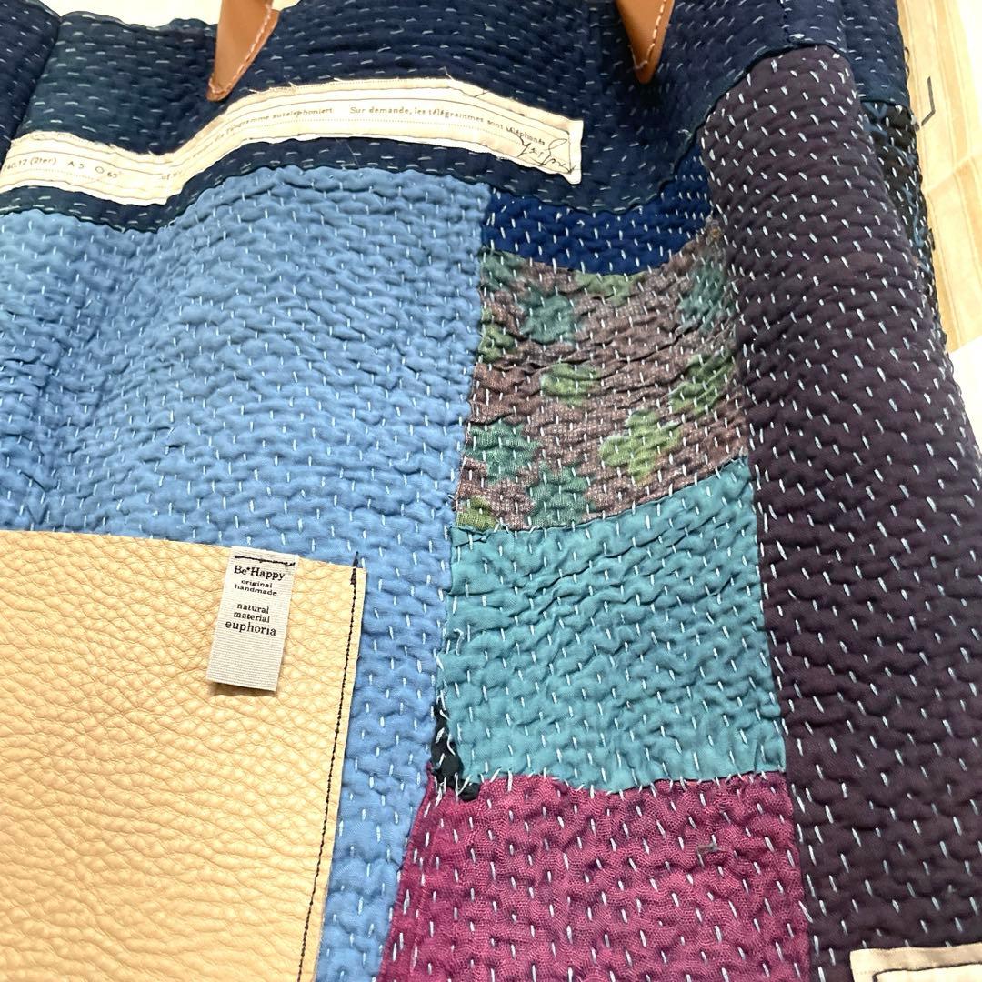 1898 トートバッグ　インディゴ　革　ラリーキルト　カンタキルト　大