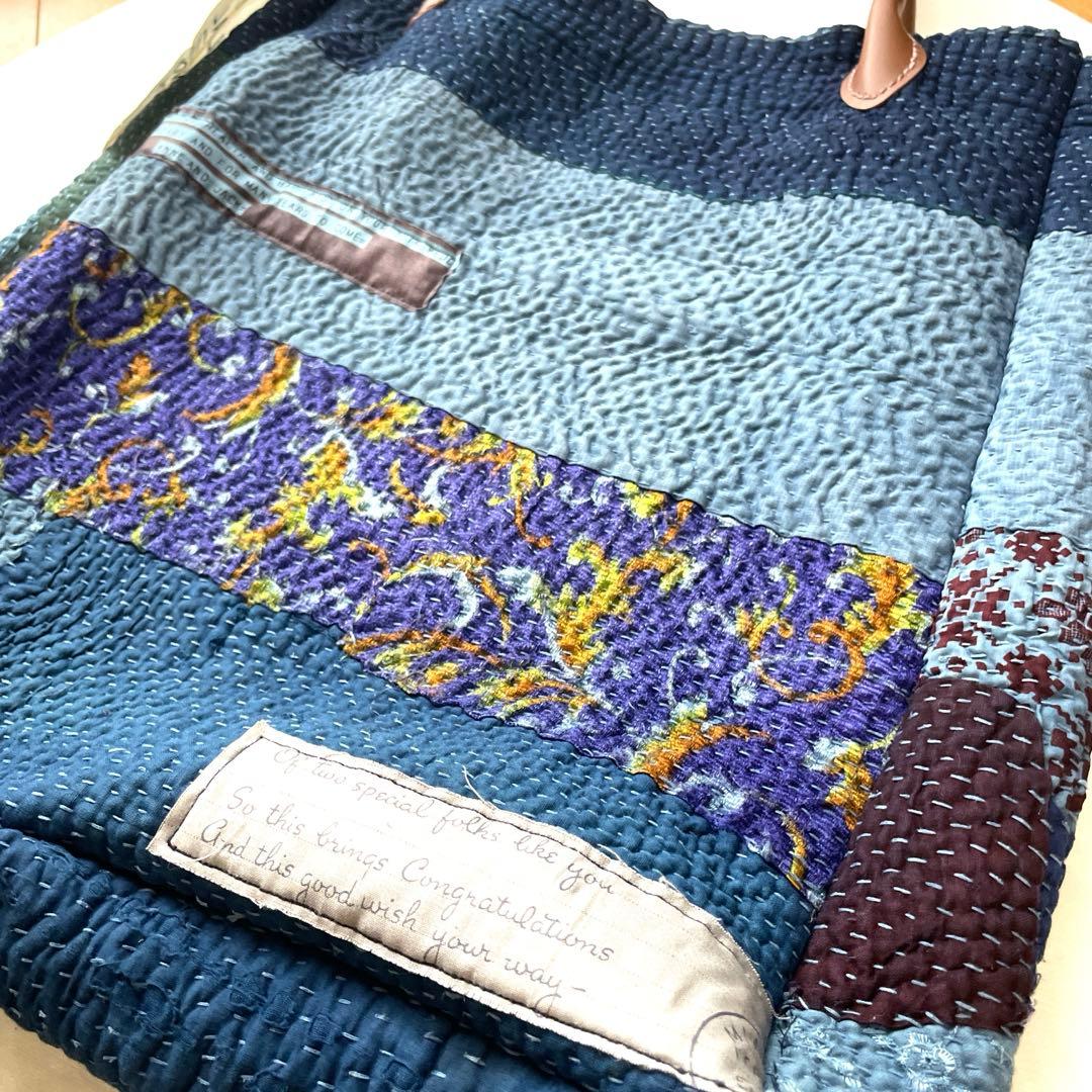 1898 トートバッグ　インディゴ　革　ラリーキルト　カンタキルト　大