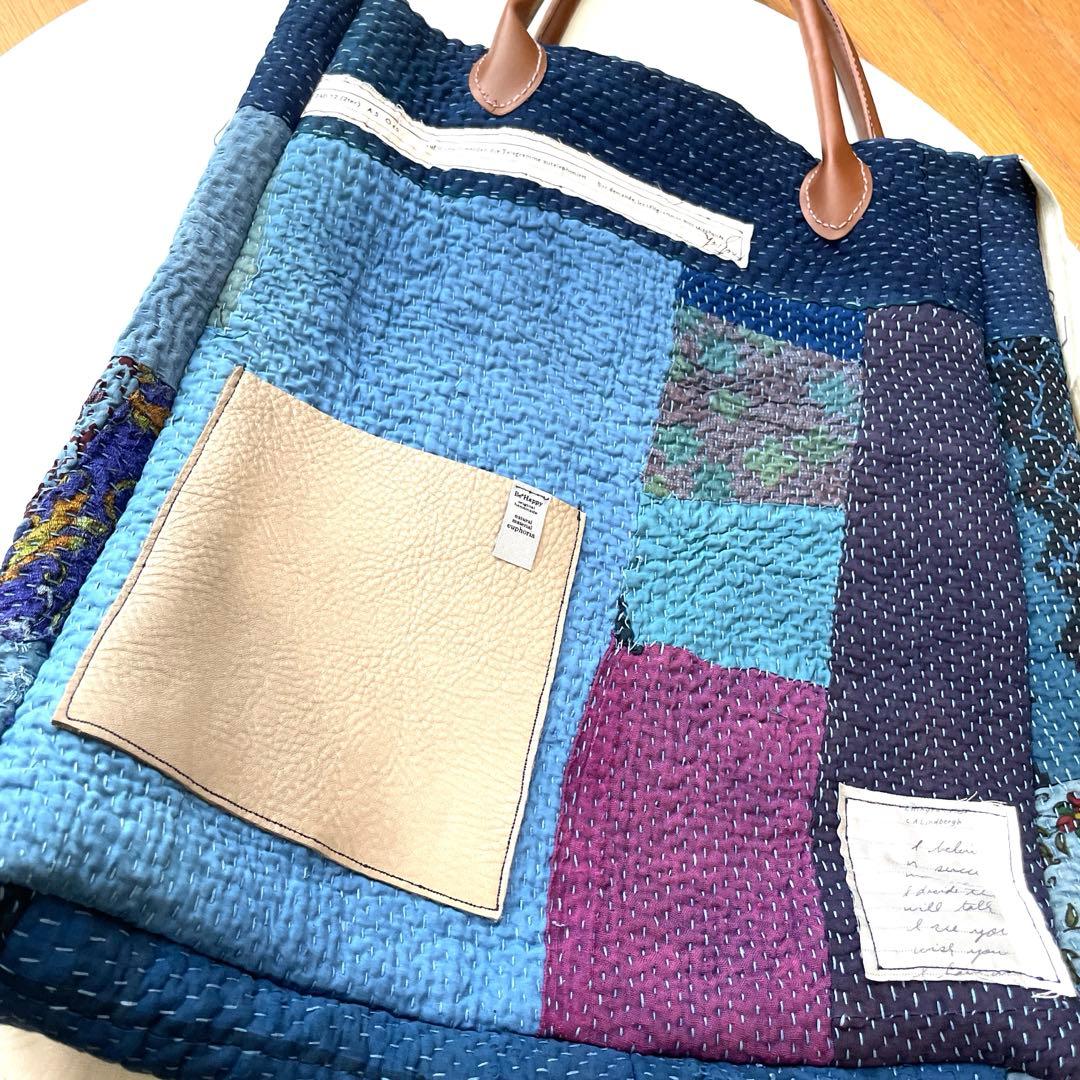 1898 トートバッグ　インディゴ　革　ラリーキルト　カンタキルト　大