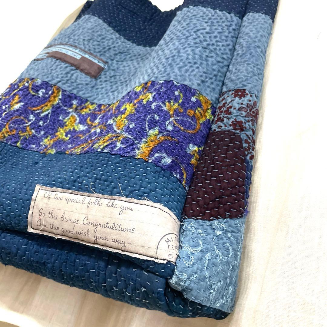 1898 トートバッグ　インディゴ　革　ラリーキルト　カンタキルト　大
