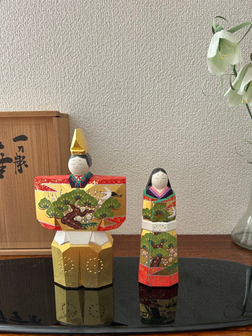 日本橋高島屋購入　最高級品　一刀彫　神泉　神泉作奈良　雛人形　立雛　20.5㎝