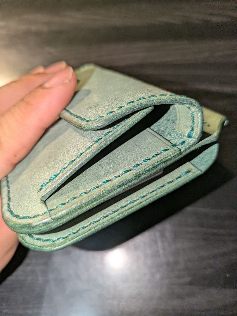 イタリアンレザー マネークリップ式 コンパクト 財布 総手縫い ハンドメイド 6
