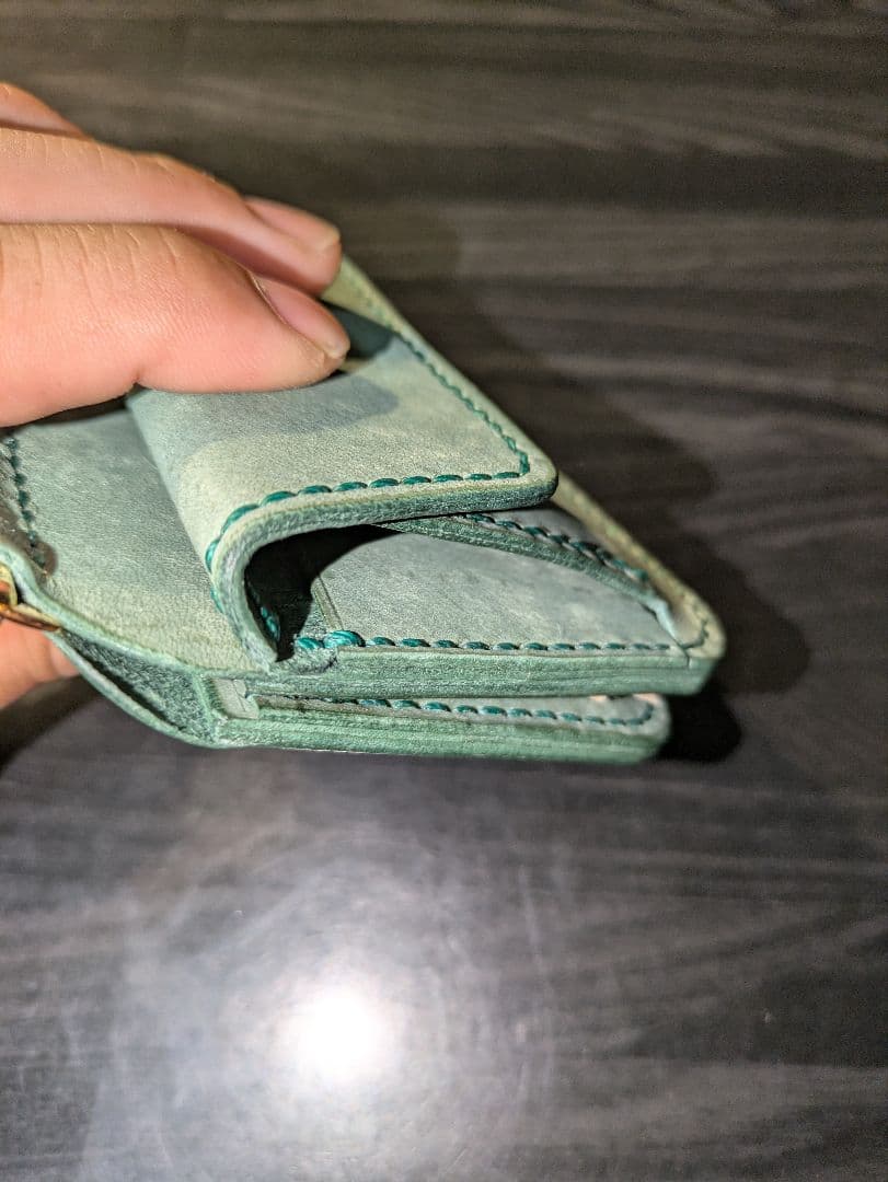 イタリアンレザー マネークリップ式 コンパクト 財布 総手縫い ハンドメイド 6