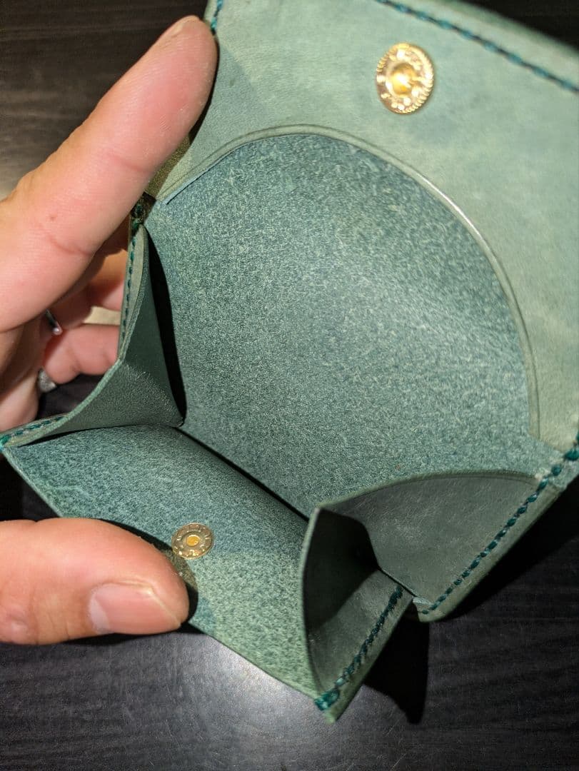 イタリアンレザー マネークリップ式 コンパクト 財布 総手縫い ハンドメイド 6