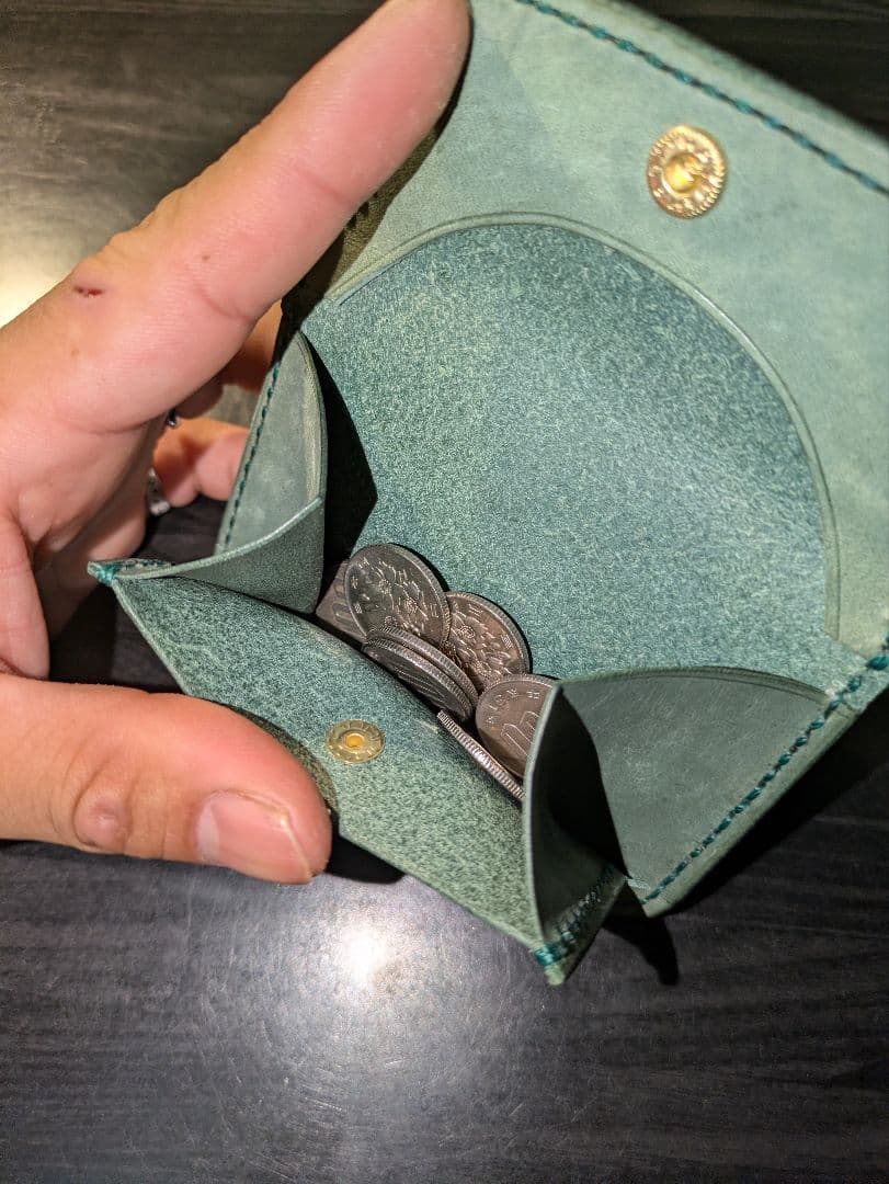 イタリアンレザー マネークリップ式 コンパクト 財布 総手縫い ハンドメイド 6