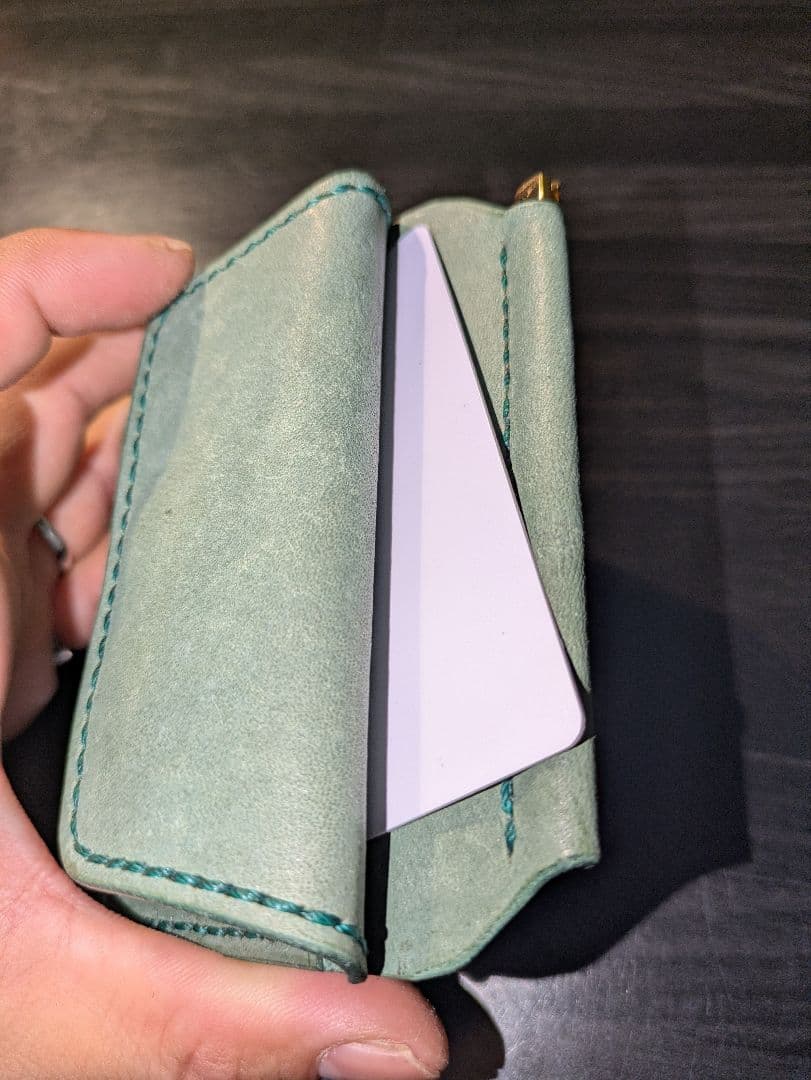 イタリアンレザー マネークリップ式 コンパクト 財布 総手縫い ハンドメイド 6