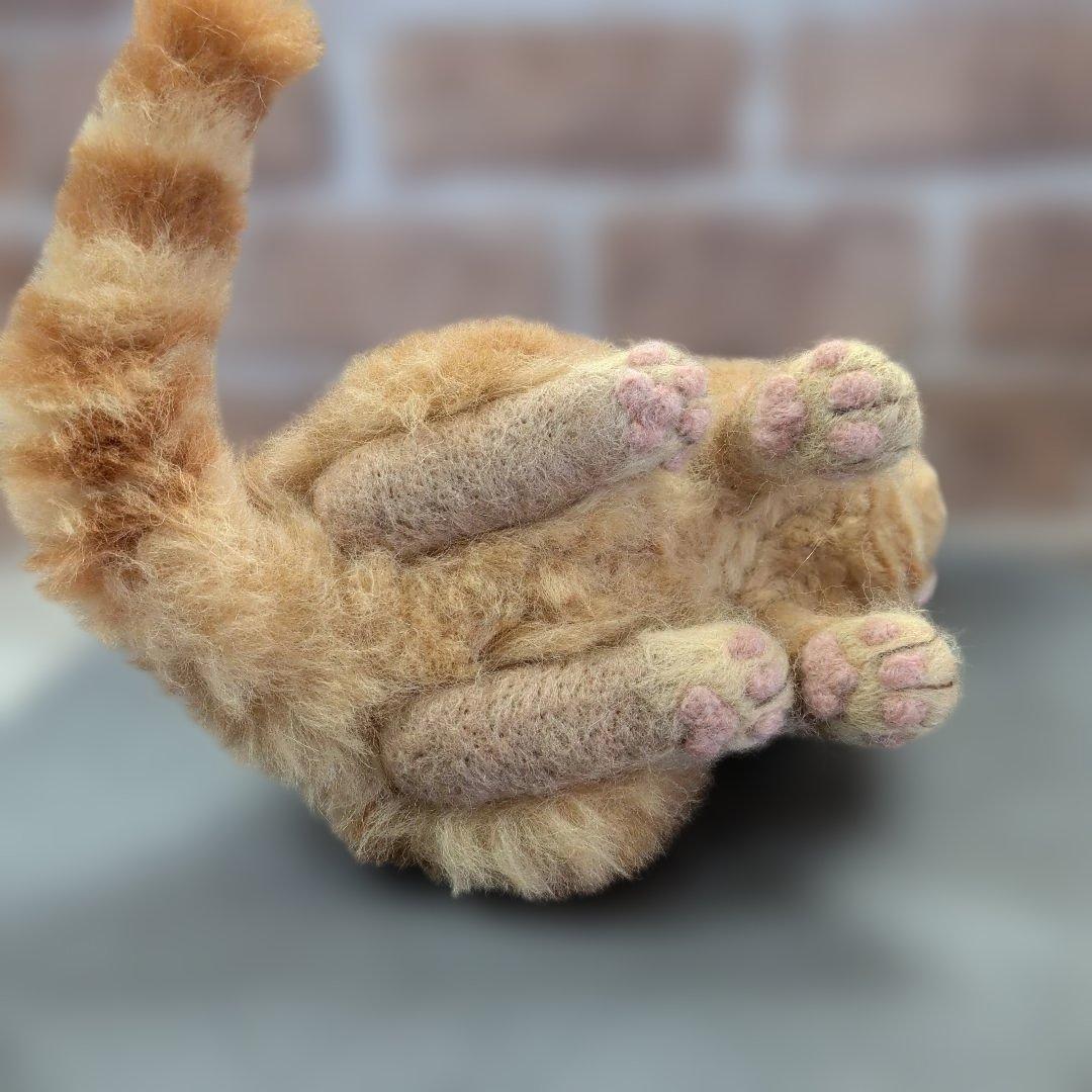 羊毛フェルトハンドメイド 茶トラ猫 ぬいぐるみ