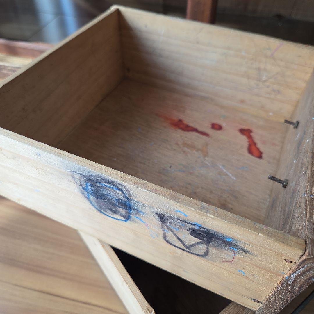 アンティーク　引き出し付き本棚　本立て　ラック　古雑貨　古家具　無垢　木製　本棚