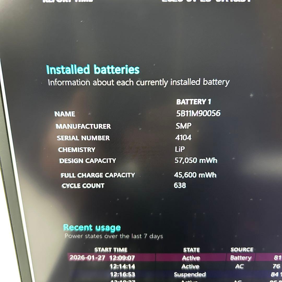 Lenovo ThinkPad X1 Carbon Gen10 バッテリー良好