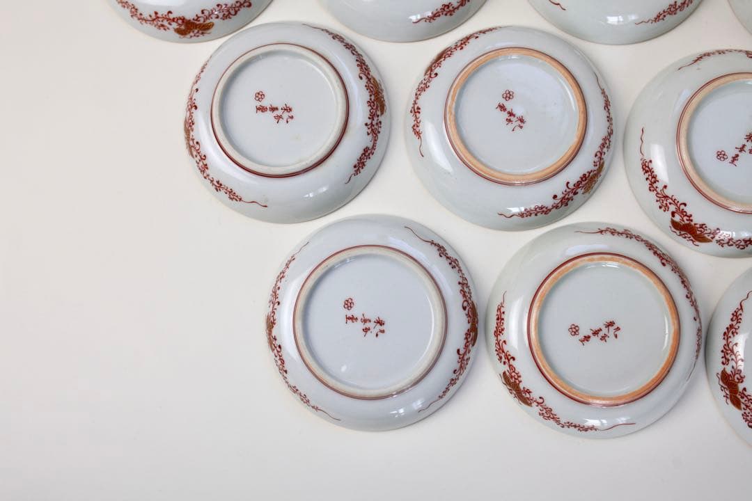 九谷焼 栄喜堂 赤絵 金彩 色絵和食器皿 10客 6-3+ぐい呑み5セット6-2