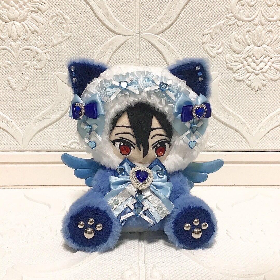 〔27〕おすわり　ぬい服　16cm 着ぐるみ　ねこ　天使　白 青　あんスタ