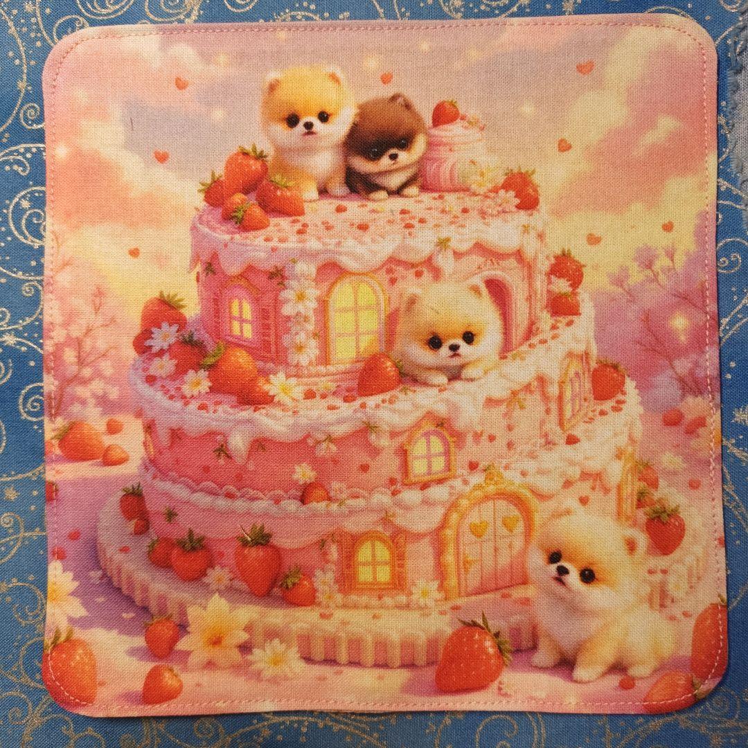 ピーチ　ハンカチ　ポメラニアンちゃん柄　18枚