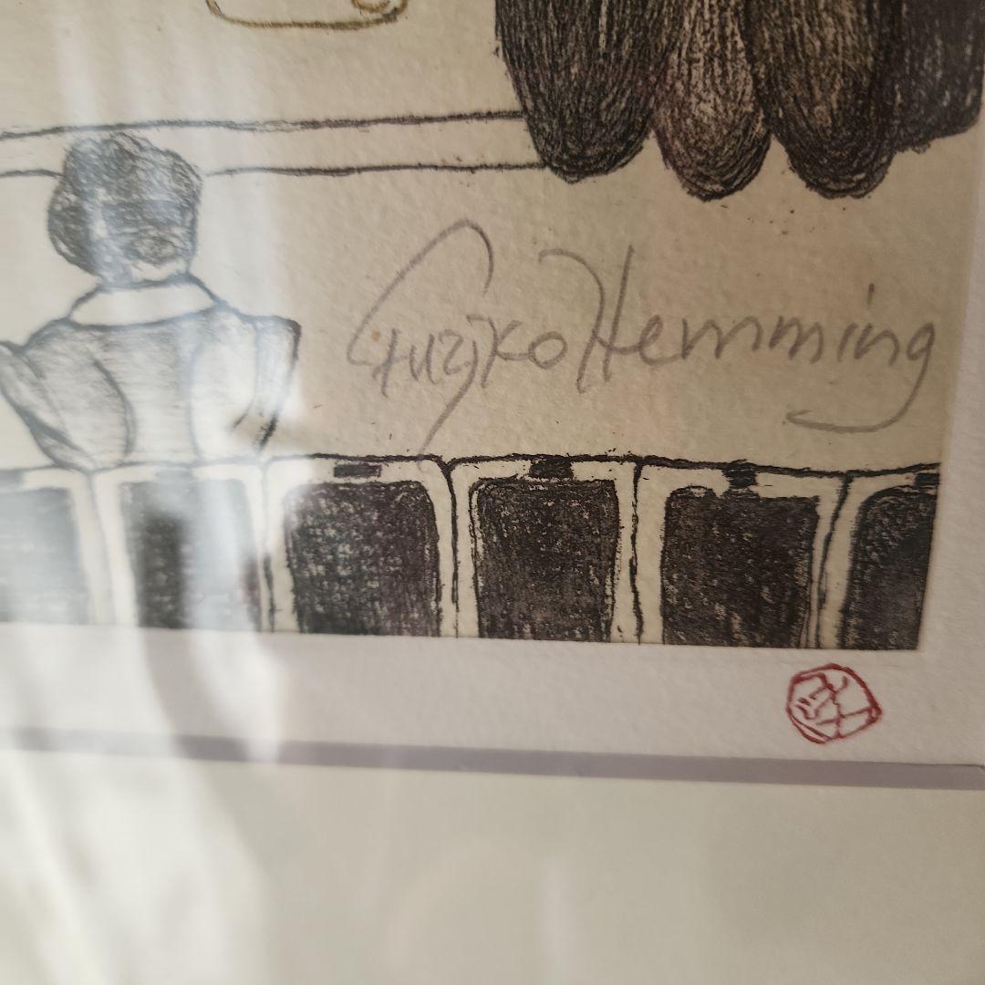 Fujiko Hemming　銅版画 22/120 直筆サイン 猫の治療費