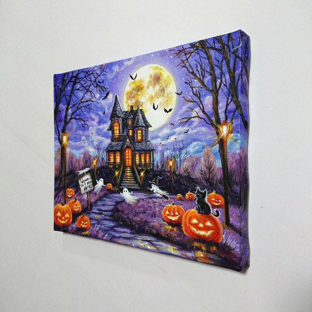な*は様 【ハロウィン③】アクリル画 F3 風景画 絵画