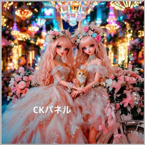 激レア女の子とねこパネル生地　ハンドメイド