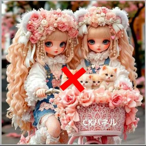 激レア女の子とねこパネル生地　ハンドメイド