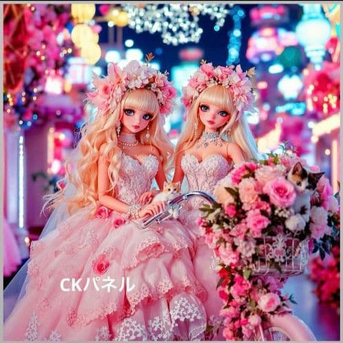 激レア女の子とねこパネル生地　ハンドメイド