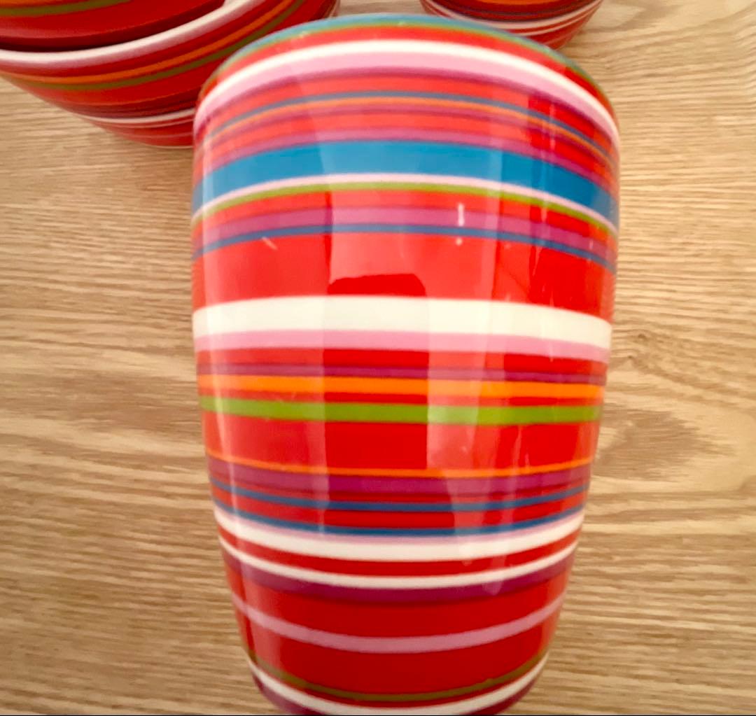  イッタラ　オリゴ　レッド　ボウル　カップ　7個セット