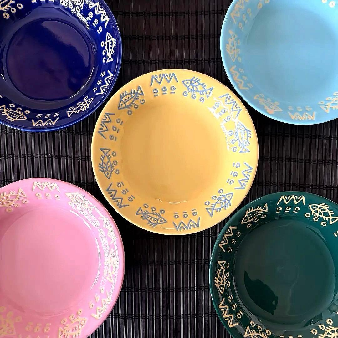 【未使用保管品】【藤井風】魚柄ミッチャム カレー皿 パスタ皿 5色アソート5枚