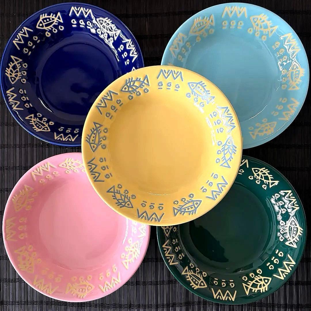 【未使用保管品】【藤井風】魚柄ミッチャム カレー皿 パスタ皿 5色アソート5枚