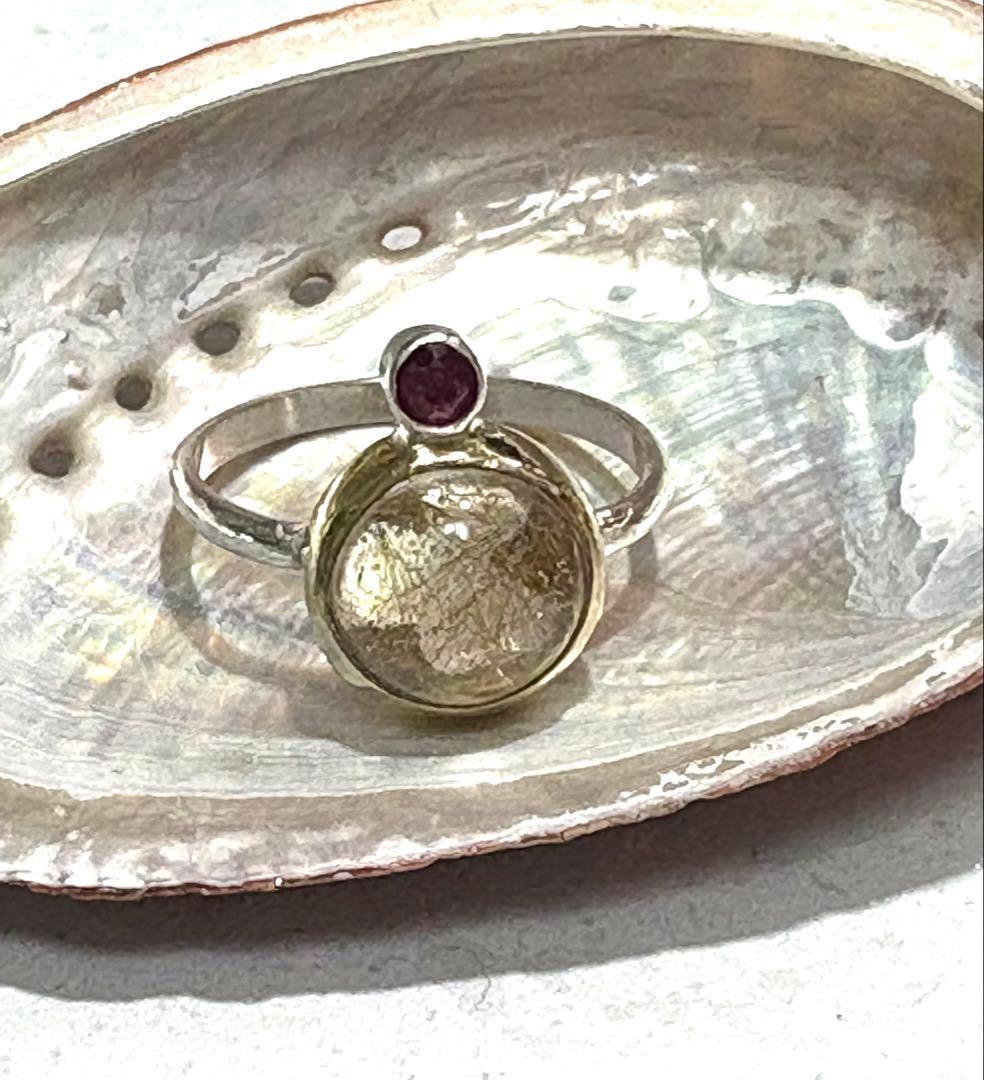 ルチルクオーツとルビーのリング