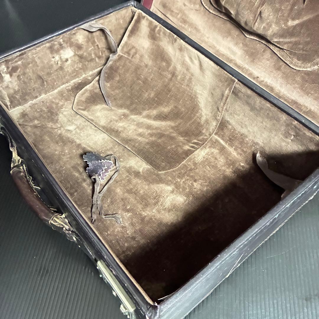 【一点物】本革 三味線 三つ折り ハードケース ケース 鍵付き 茶系