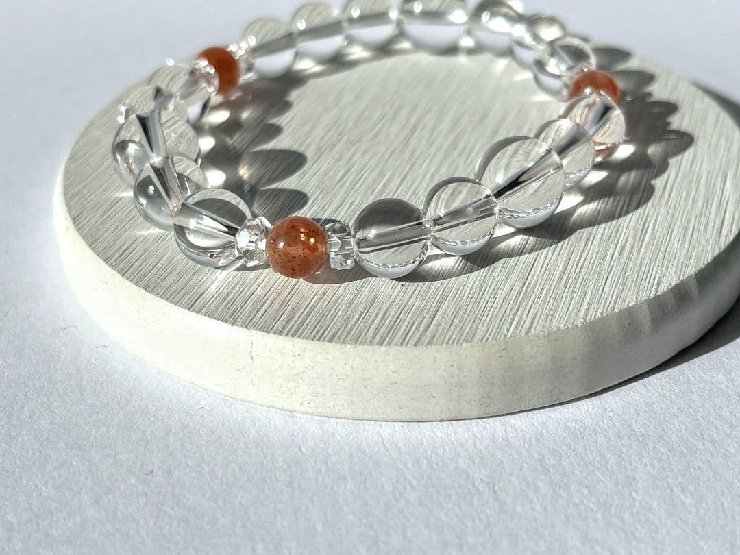 大天使カマエル☆水晶メインのサンストーンブレスレット