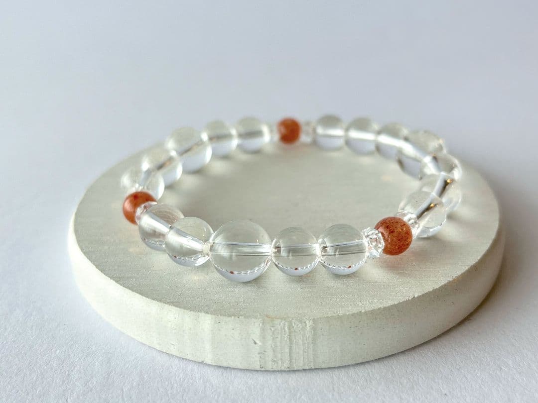 大天使カマエル☆水晶メインのサンストーンブレスレット