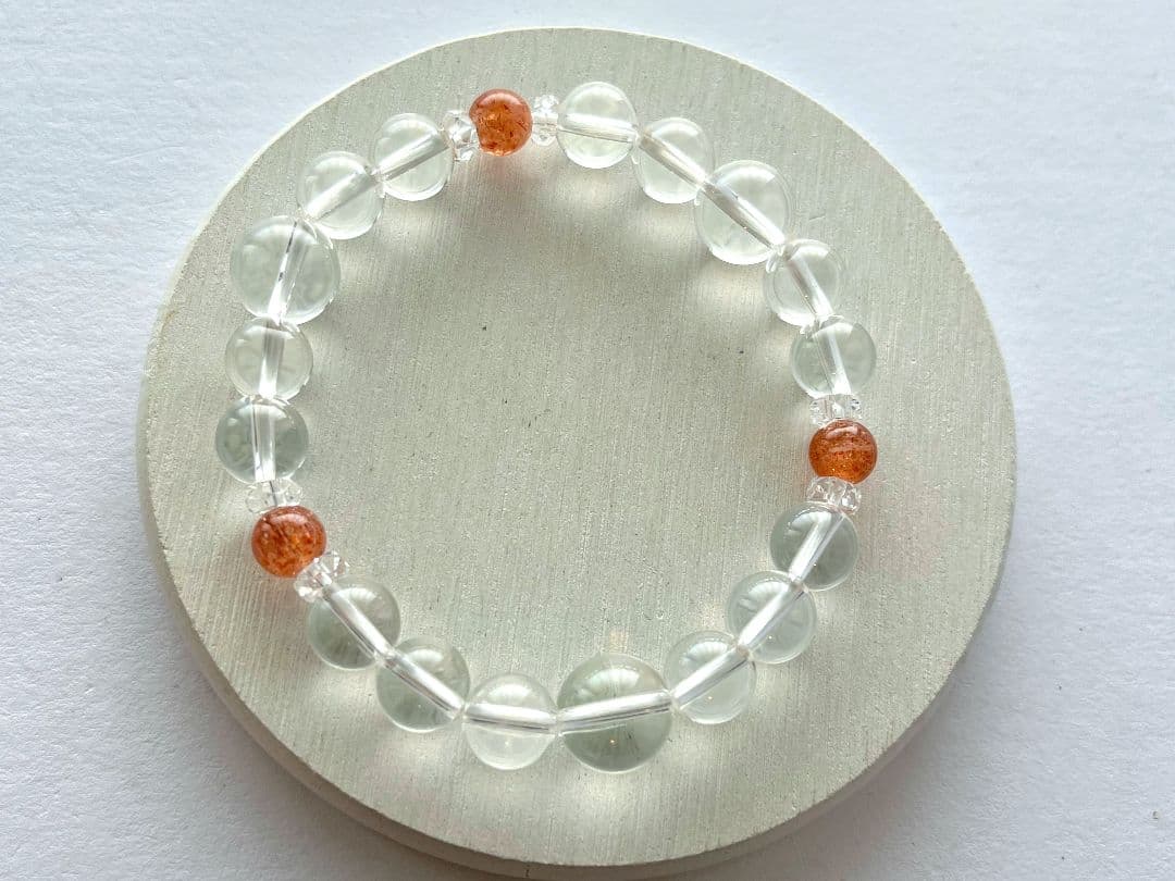 大天使カマエル☆水晶メインのサンストーンブレスレット