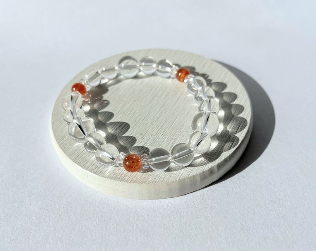 大天使カマエル☆水晶メインのサンストーンブレスレット