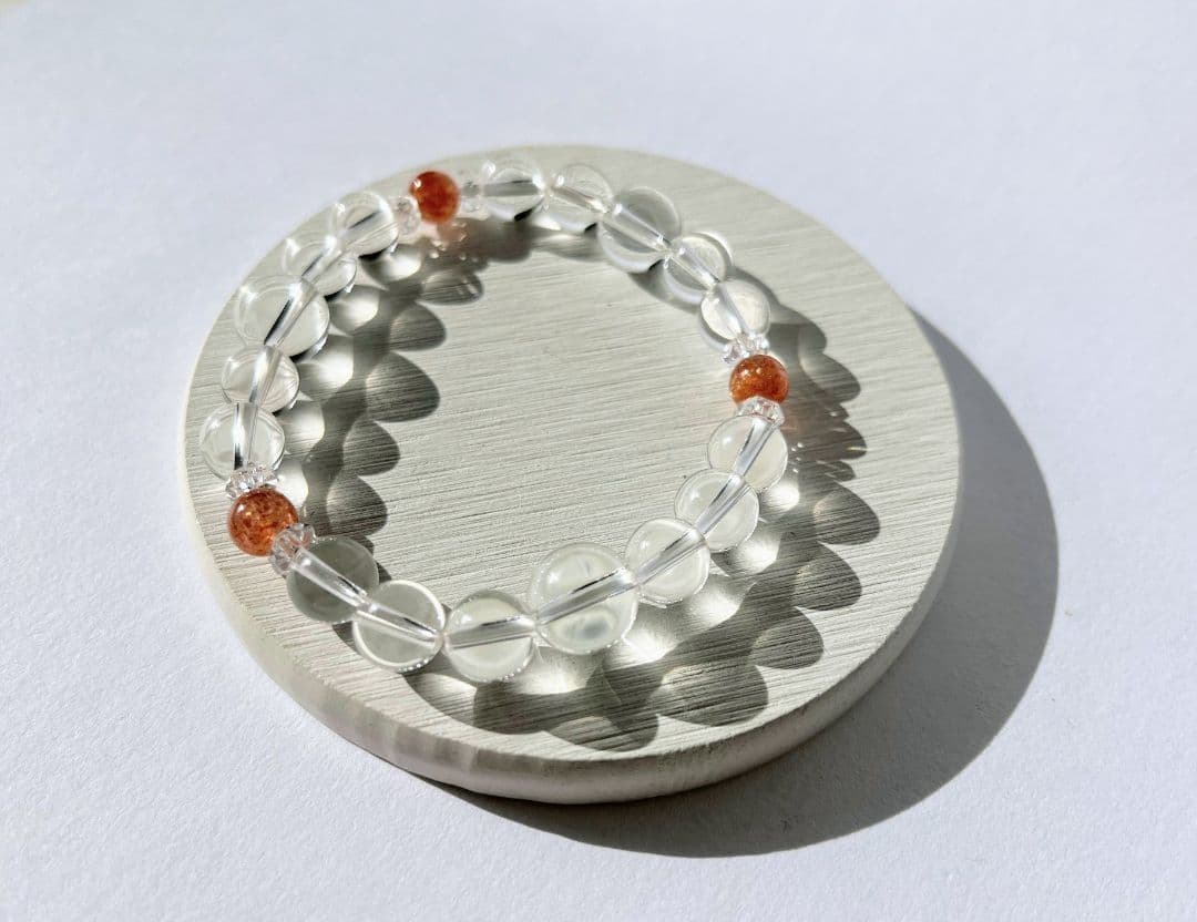 大天使カマエル☆水晶メインのサンストーンブレスレット