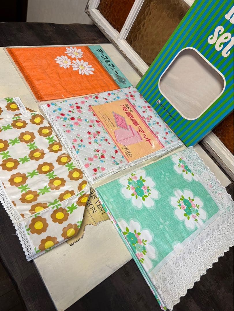 未使用 テーブルクロス カバー マット 昭和レトロ レトロポップ 当時物 セット