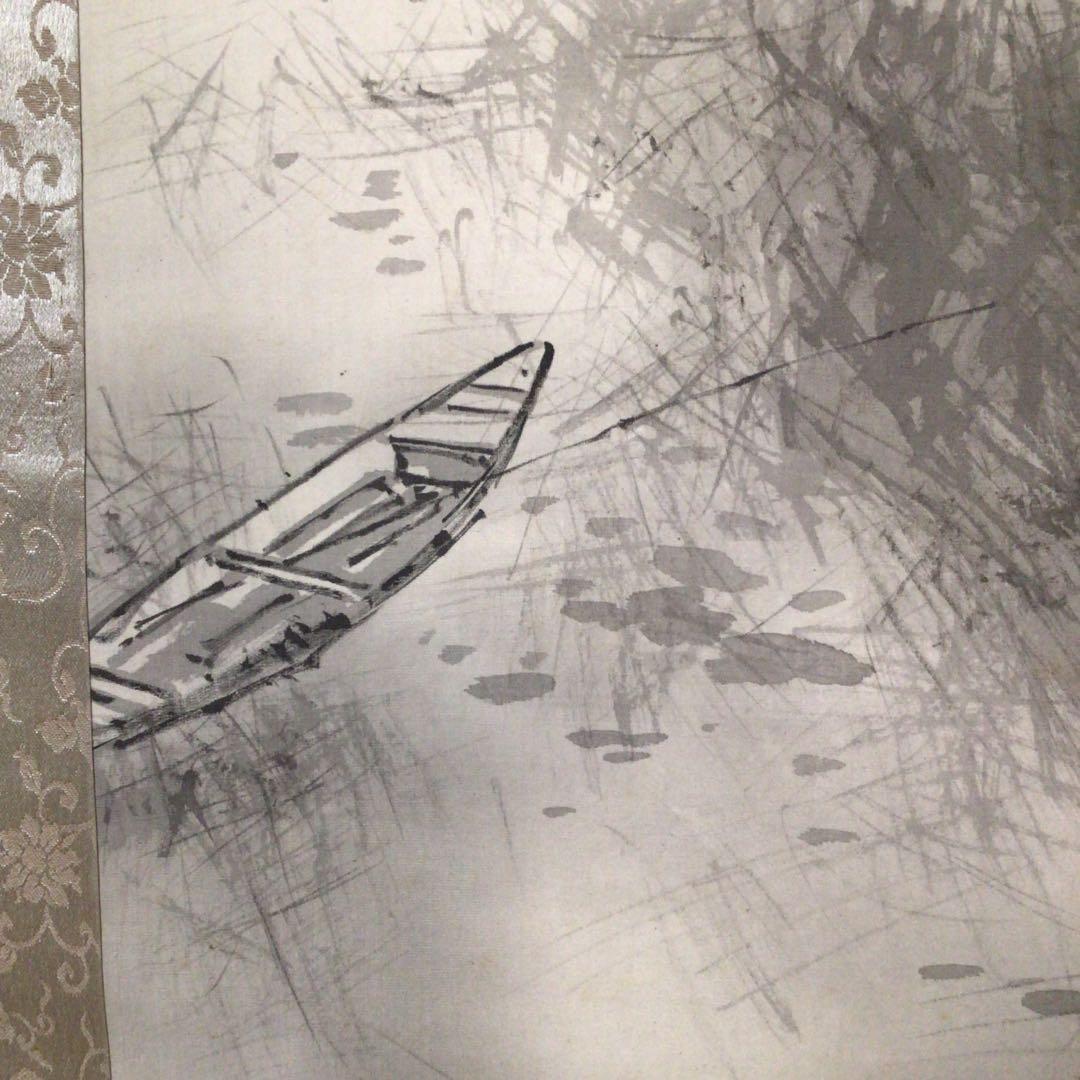 No3680  掛軸　櫟文峰　山水閑居図　絹本　日本画　古画　古美術　送料無料