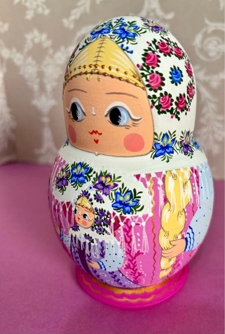 マトリョーシカ ロシア作家 オリガ・ミッチナ作 ダルマ型 13.5cm親子 希少