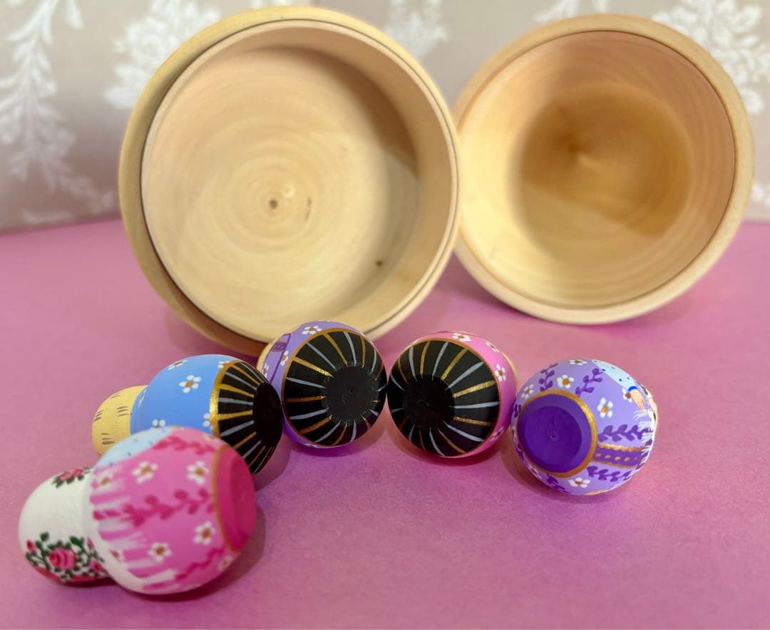 マトリョーシカ ロシア作家 オリガ・ミッチナ作 ダルマ型 13.5cm親子 希少