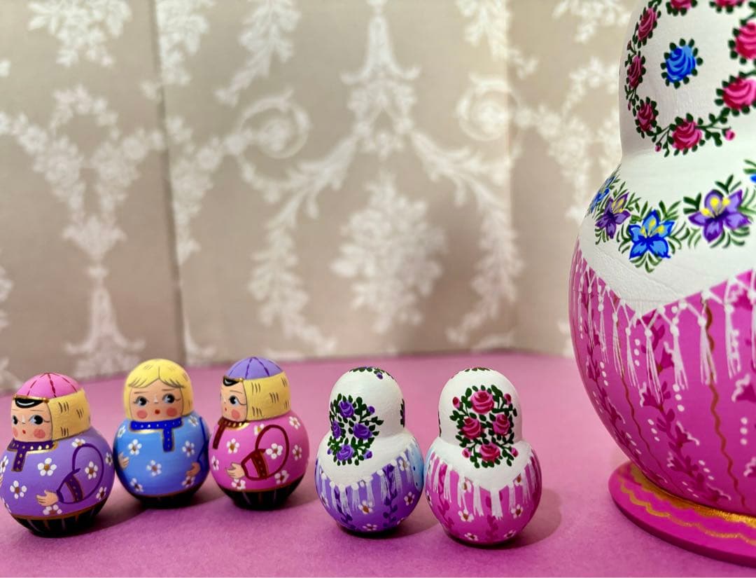 マトリョーシカ ロシア作家 オリガ・ミッチナ作 ダルマ型 13.5cm親子 希少