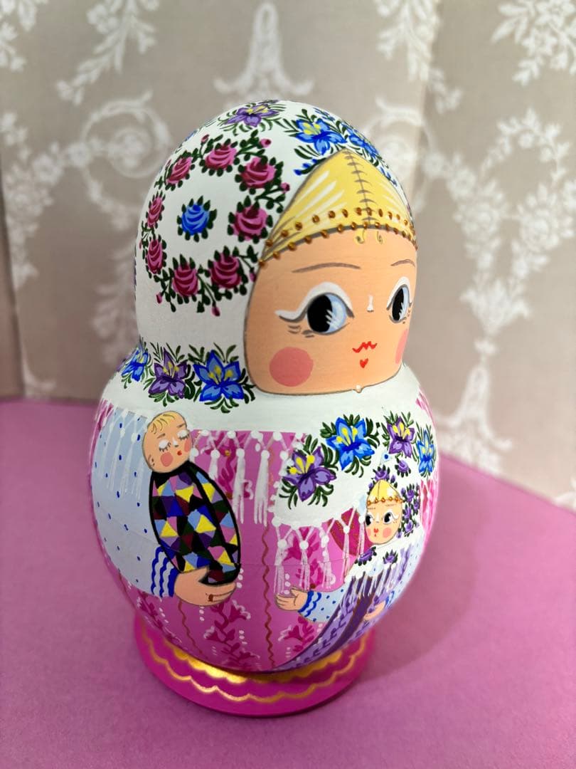 マトリョーシカ ロシア作家 オリガ・ミッチナ作 ダルマ型 13.5cm親子 希少