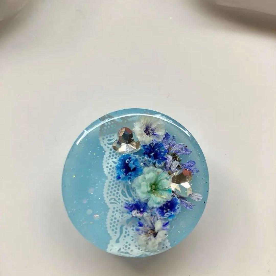 レジン　ヘアゴム　ブルー◡̈♥︎ ドライフラワー　レース