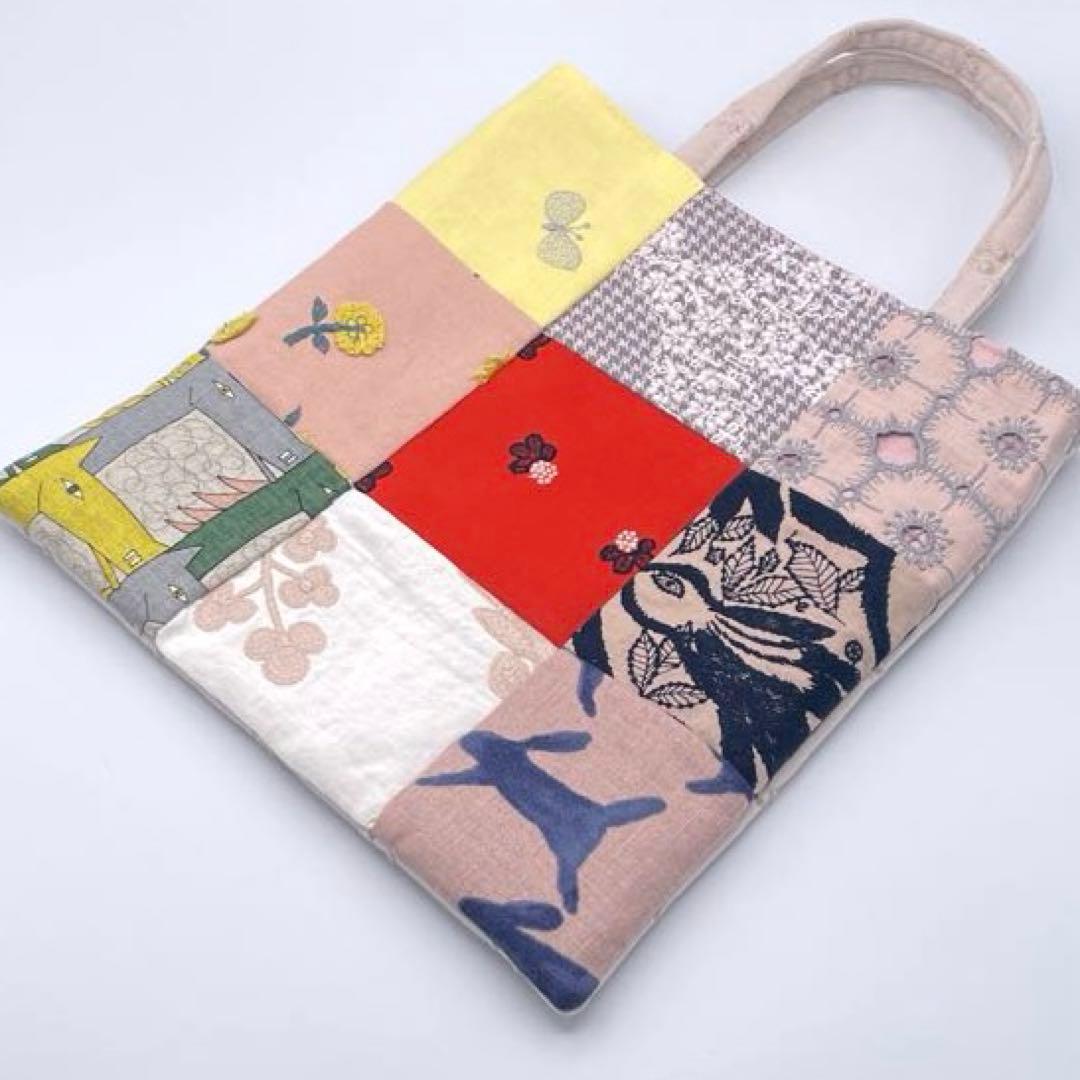 53.ミナペルホネン*パッチワーク ハンドメイド バッグ ピンク