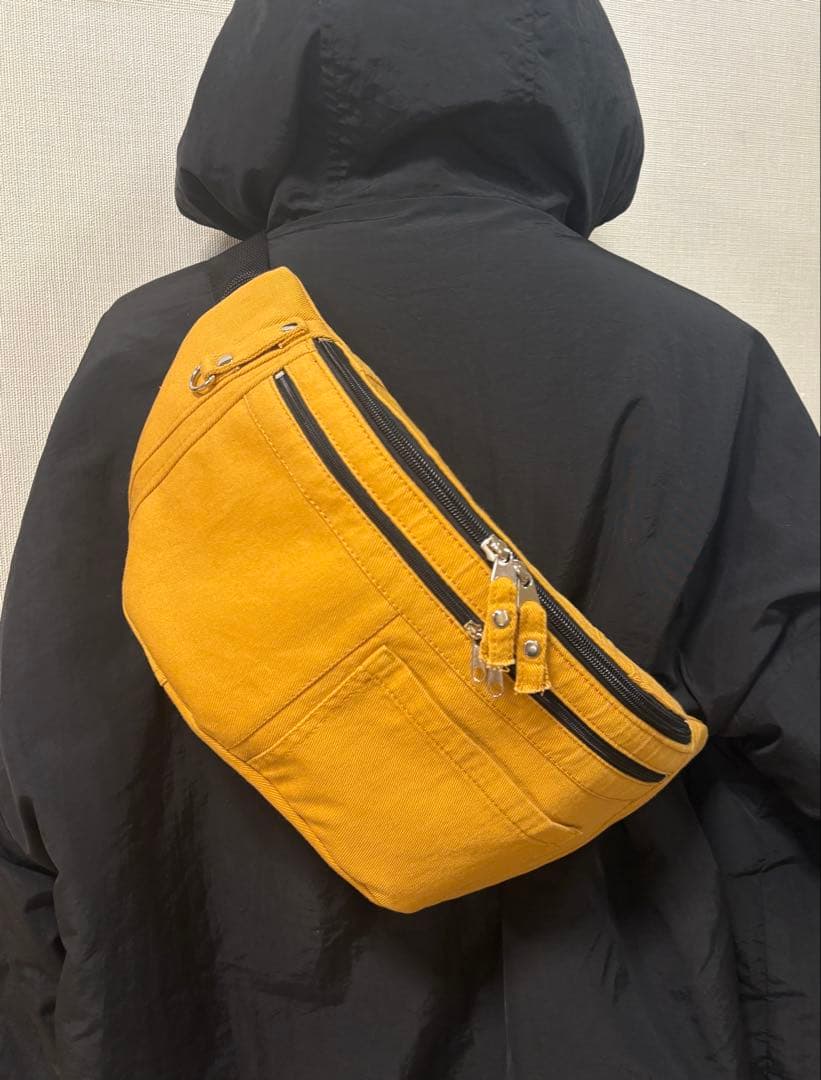 ハンドメイド　デニムリメイク　ウエストポーチ　ボディバッグ　お揃い　セット